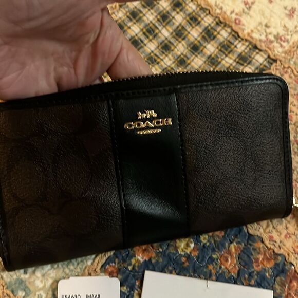 Coach, brown, and black wallet - Picture 2 of 5